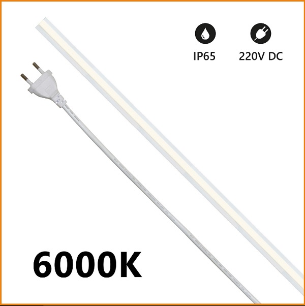 Strip LED COB 230V 15w/mt Luce Fredda 1350 Lumen/mt IP65 Milky